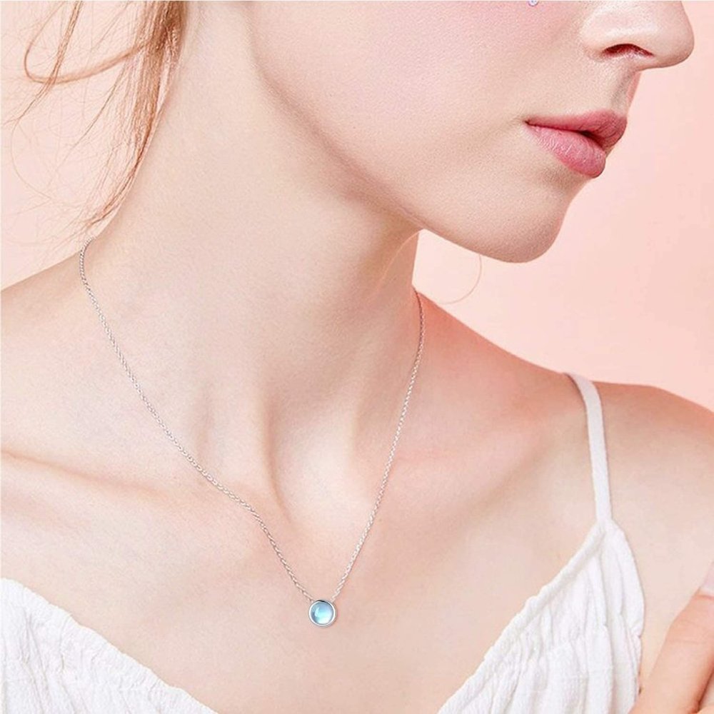 Sterling Silver Moonstone Choker Necklace for Women